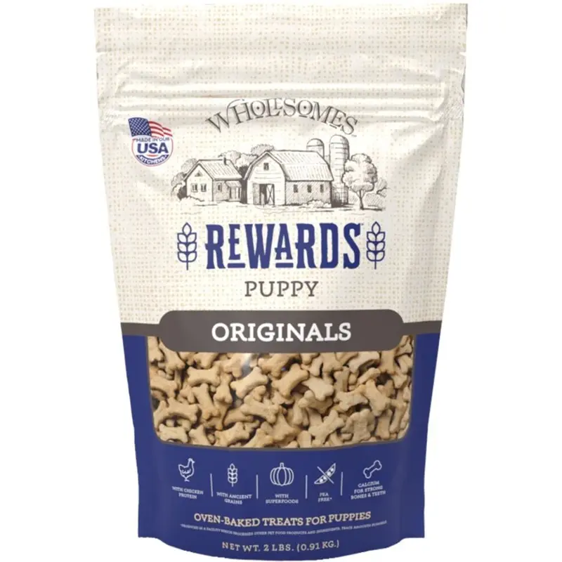 Wholesomes Rewards Puppy Originals Biscuits Oven-Baked Dog Treats Chicken 2-lb