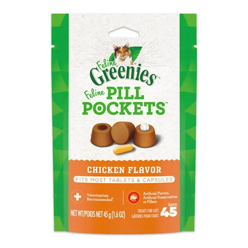 Greenies Feline Pill Pockets Cat Treats Chicken 1.6-oz 45 Count