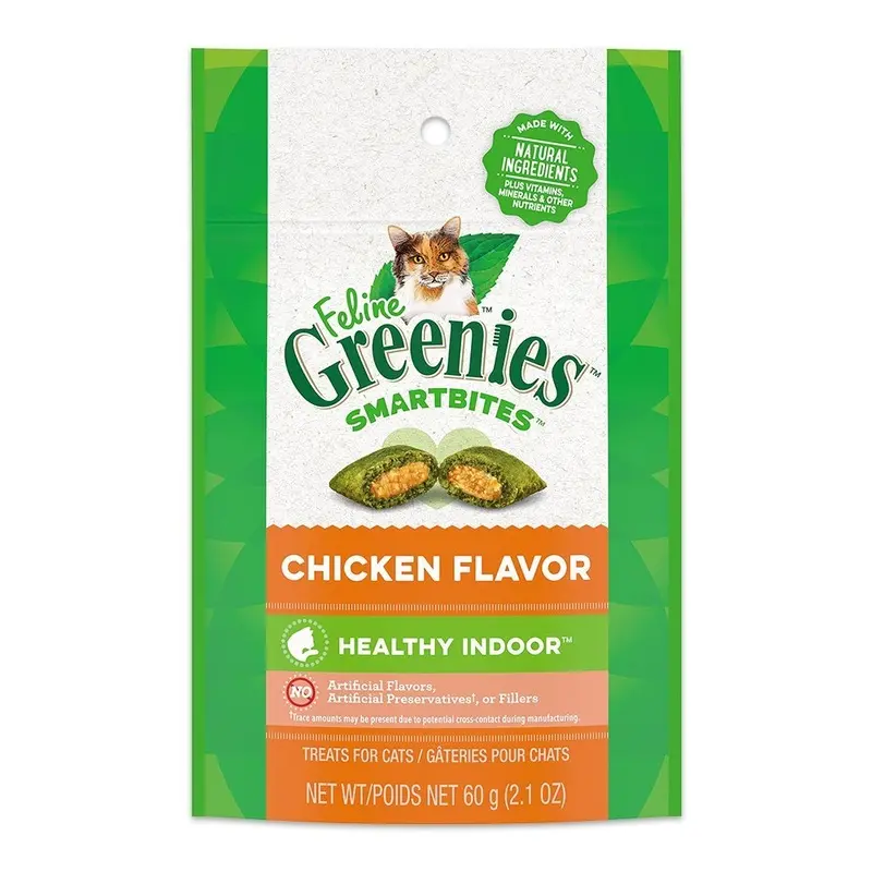 Greenies Feline SmartBites Healthy Indoor Chicken Cat Treats 2.1-oz