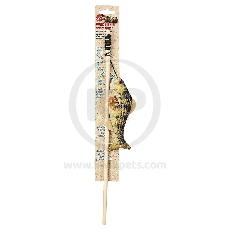 Ethical Pet Spot Gone Fishin' Teaser Wand Cat Toy with Catnip Assorted