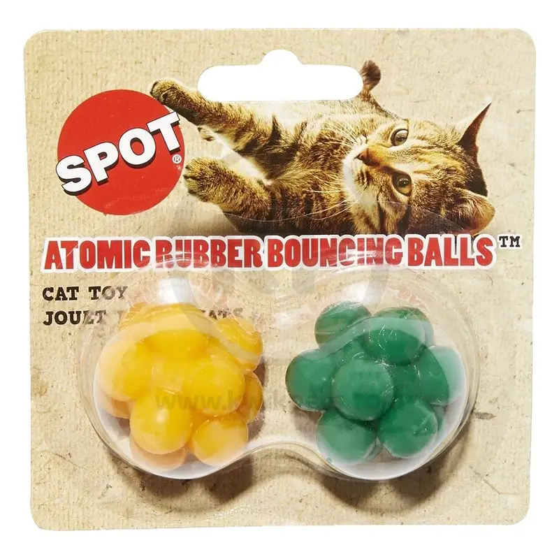 Ethical Pet Spot Atomic Rubber Bouncing Ball Cat Toy Assorted 2 Count
