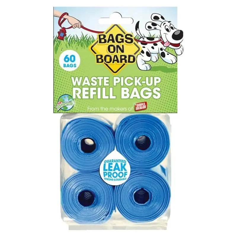 Bags on Board Waste Pick-up Refill Bags Blue 60 Count
