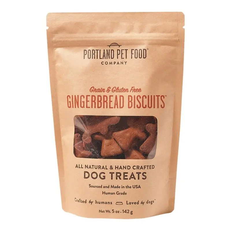 Portland Pet Food Company Grain & Gluten Free Gingerbread Biscuits Dog Treats 5-oz