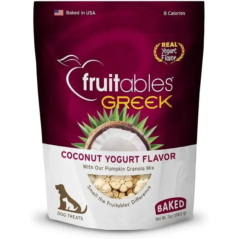 Fruitables Greek Coconut Yogurt Crunchy Baked Dog Treats 7-oz