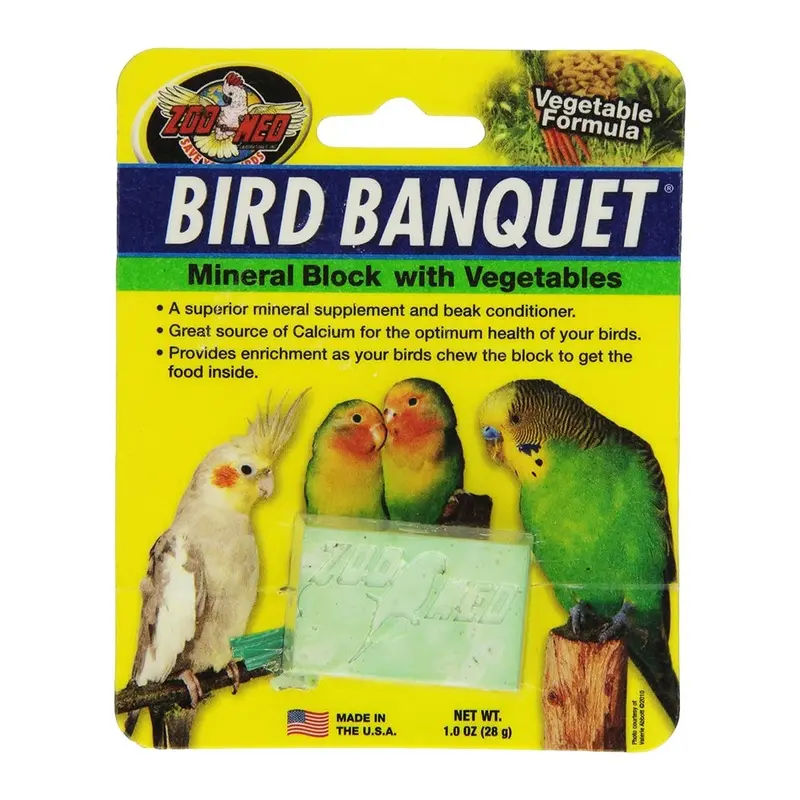 Zoo Med Bird Banquet Vegetable Formula Mineral Block Green Small 1-oz