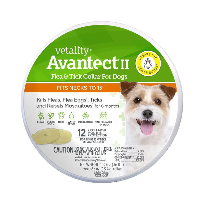 Vetality Avantect II Flea & Tick Collar for Dogs 2-Count 15-in