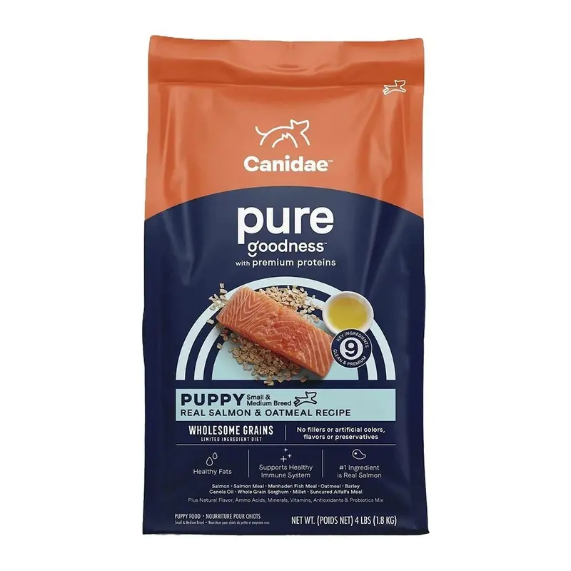 CANIDAE PURE Goodness Wholesome Grains Puppy Dry Food Real Salmon & Oatmeal 4-lb