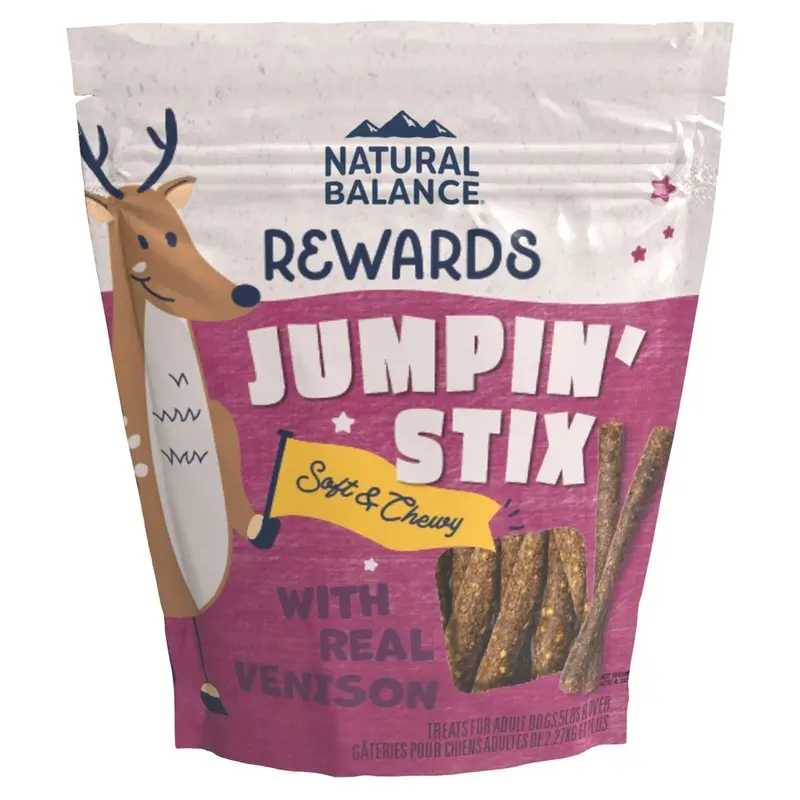 Natural Balance Pet Foods Rewards Jumpin' Stix Soft & Meaty Dog Treats Venison 4-oz