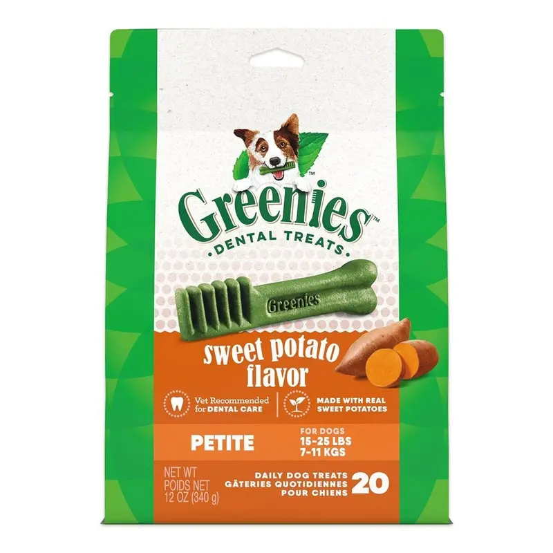 Greenies Sweet Potato Dog Dental Treats Petite 12-oz 20 Count