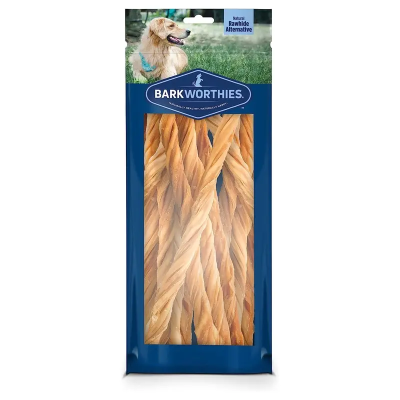 Barkworthies 10" Large Tripe Twist Crunchy Dog Chews 1-lb
