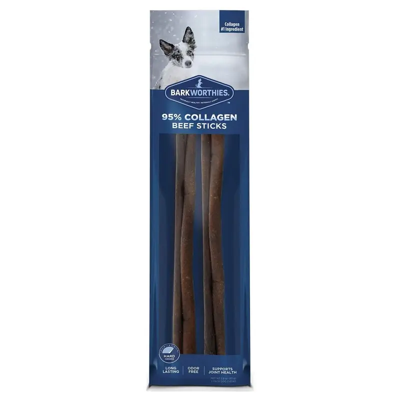 Barkworthies 12" Beef Collagen Daily Health Boost Dog Sticks 2 Count 2.8-oz