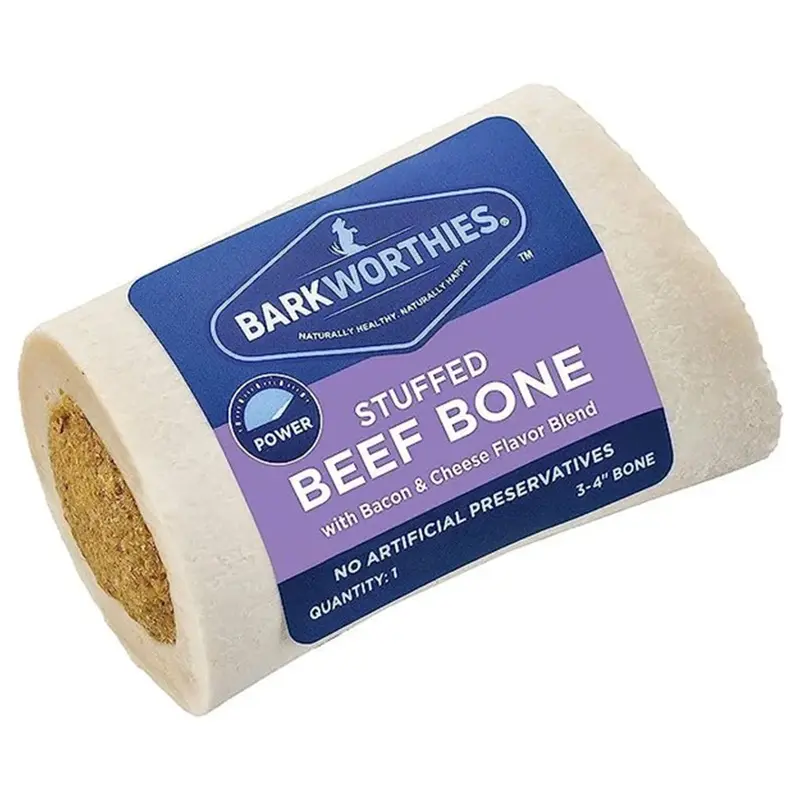 Barkworthies 3-4" Stuffed Beef Bone with Bacon & Cheese Dog Chews