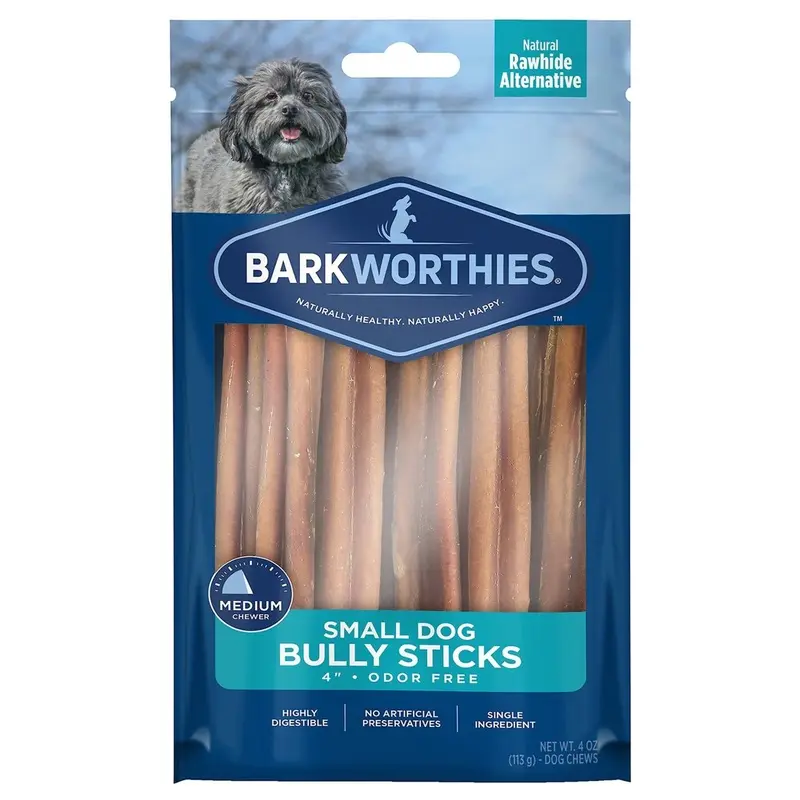 Barkworthies 4" Odor Free Small Dog Bully Stick Chews 4-oz