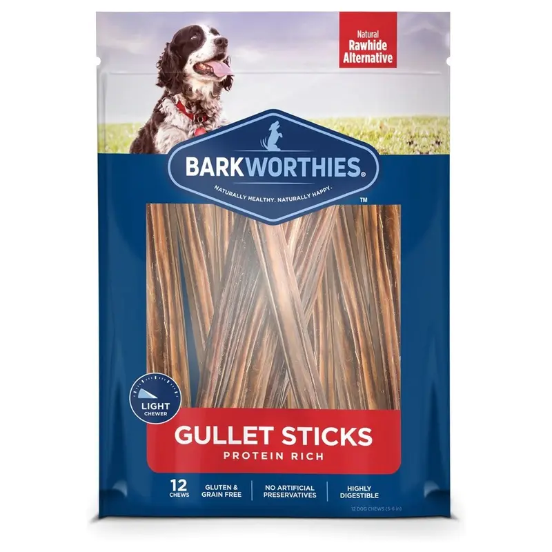 Barkworthies 5-6" Gullet Stick Dog Chews 12 Count