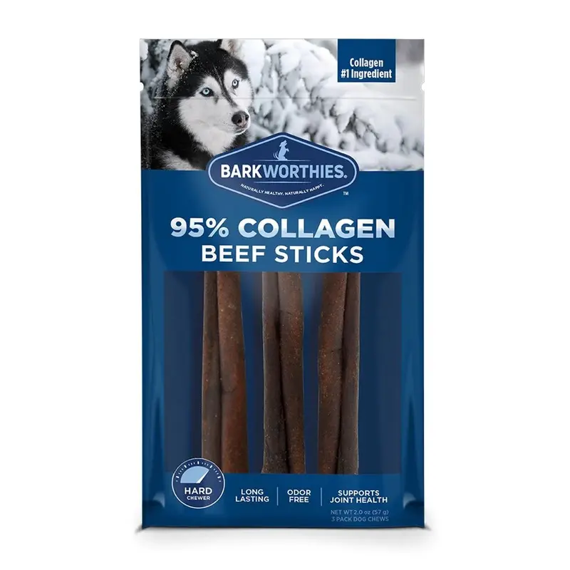 Barkworthies 6" Beef Collagen Daily Health Boost Dog Sticks 3 Count 2-oz