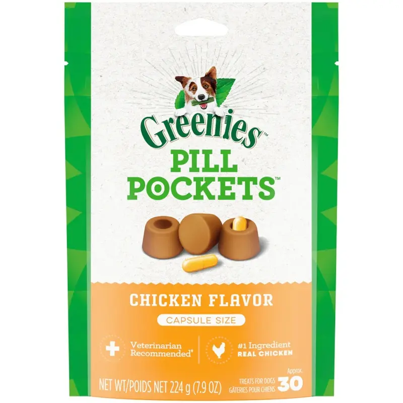 Greenies Capsule Pill Pockets Dog Treats Chicken 7.9-oz 30 Count