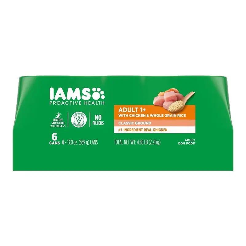 IAMS Proactive Health Adult Wet Dog Food Pate with Chicken & Rice 6 Count 13-oz