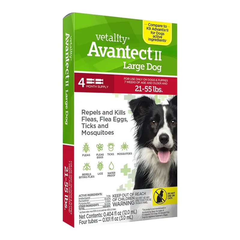 Vetality Avantect II Flea & Tick for Large Dogs 21-55 lbs 4 Count 0.404-oz
