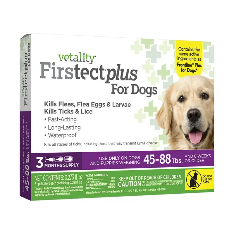 Vetality Firstect Plus Flea & Tick for Large Dogs 45-88 lbs 3 Count