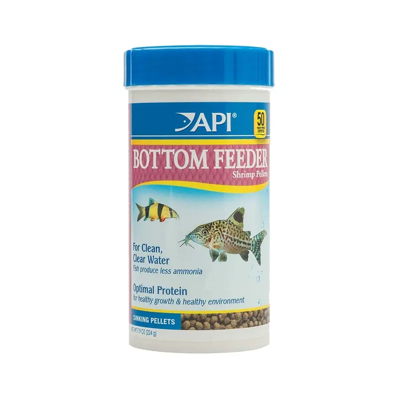 API Bottom Feeder Premium Shrimp Sinking Pellets Fish Food 7.9-oz