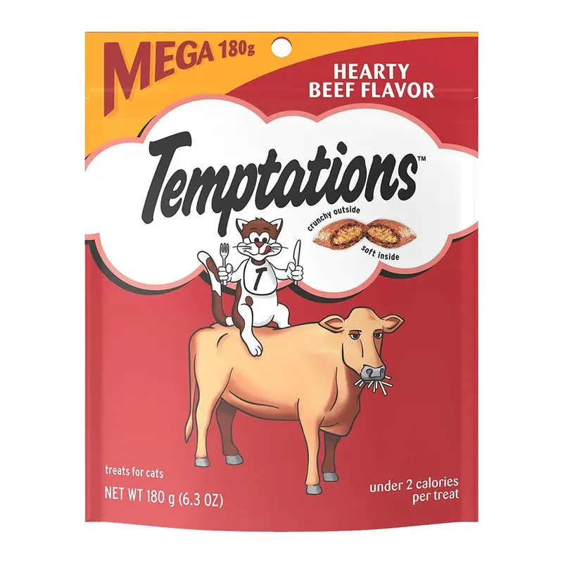 Temptations Classics Crunchy & Soft Adult Cat Treats Hearty Beef 6.3-oz