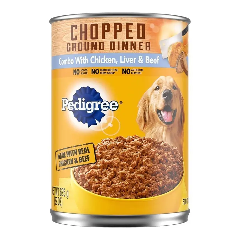 Pedigree Chopped Ground Dinner Adult Wet Dog Food Chicken Beef & Liver 13.2-oz Pack