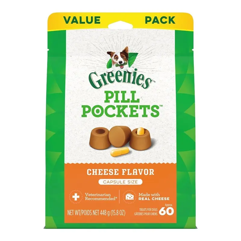 Greenies Capsule Pill Pockets Dog Treats Cheese 15.8-oz 60 Count