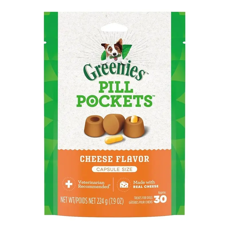 Greenies Capsule Pill Pockets Dog Treats Cheese 7.9-oz 30 Count