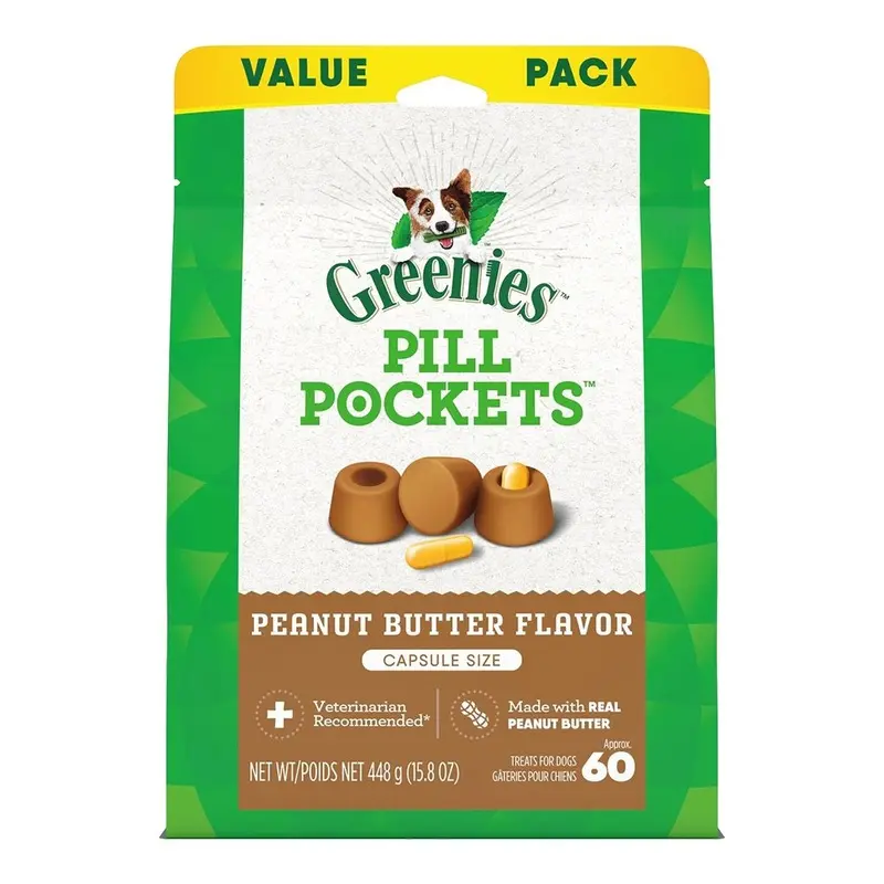 Greenies Capsule Pill Pockets Dog Treats Peanut Butter 15.8-oz 60 Count