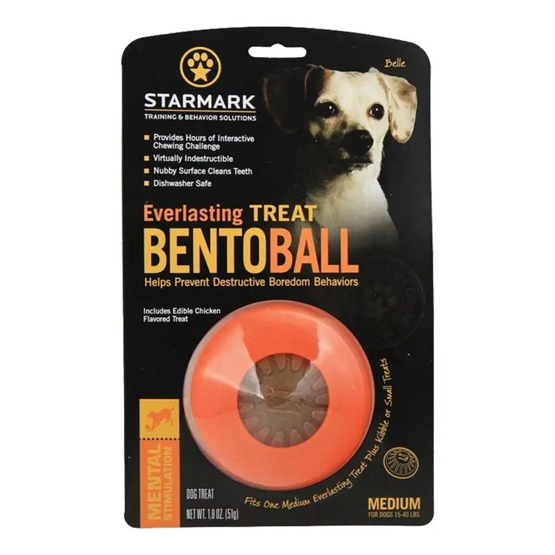 Starmark Bento Ball Dog Toy Orange Medium