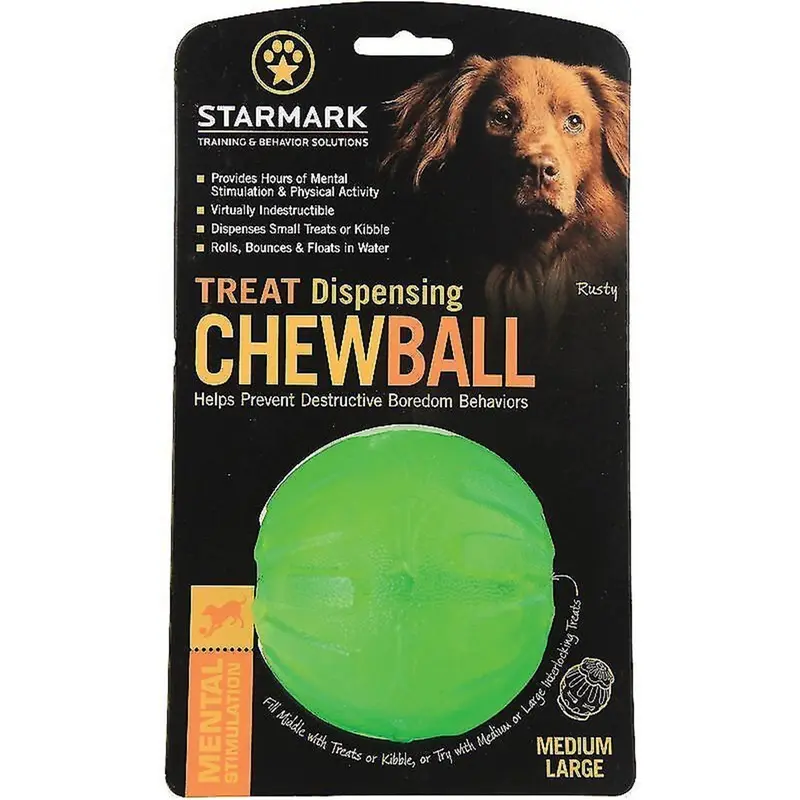 Starmark Fun Ball Dog Toy Green Large 4-in