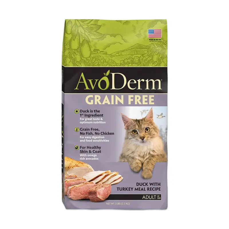 AvoDerm Natural Grain-Free Duck with Turkey Meal Dry Cat Food 5-lb