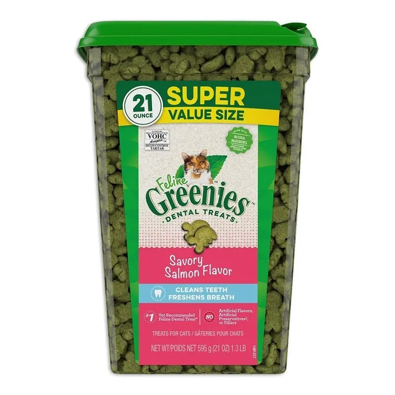 Greenies Feline Savory Salmon Adult Cat Dental Treats 21-oz