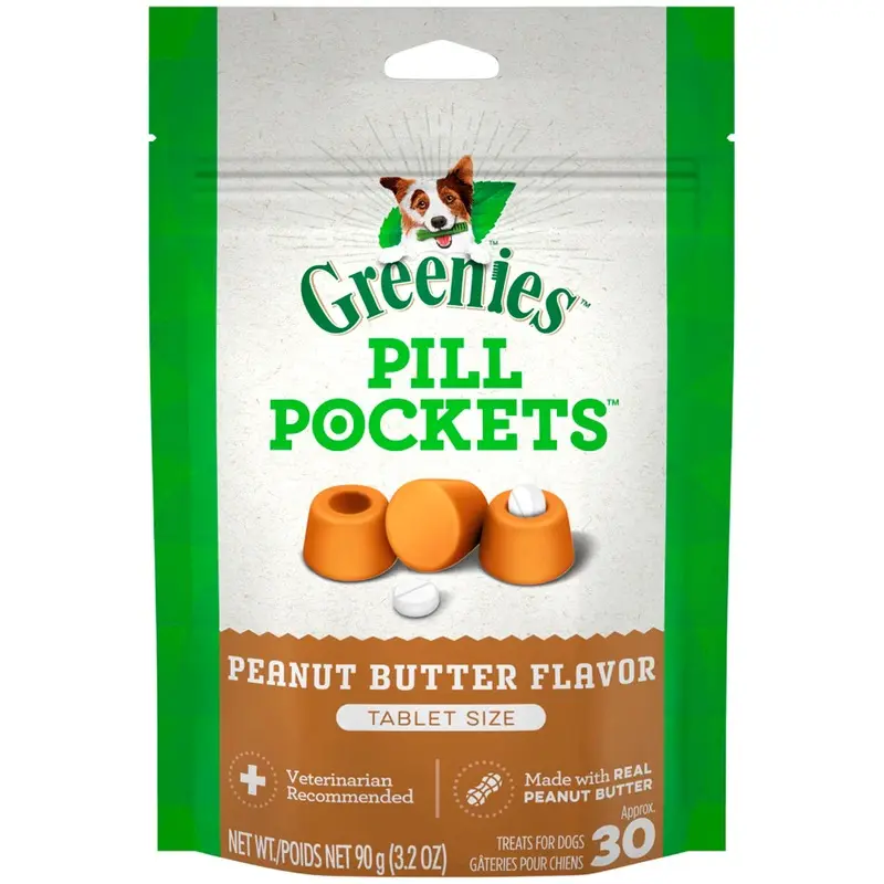 Greenies Tablet Pill Pockets Dog Treats Peanut Butter 3.2-oz 30 Count