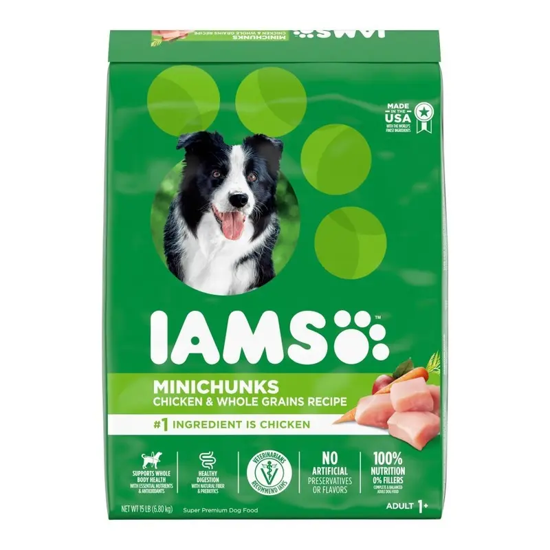 IAMS Minichunks Small Kibble High Protein Adult Dry Dog Food Real Chicken 15-lb