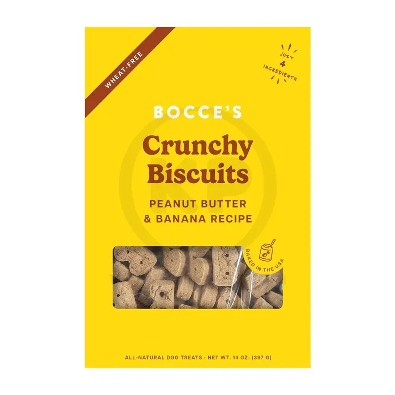 Bocce's Bakery Crunchy Biscuits Dog Treats Peanut Butter & Banana 14-oz