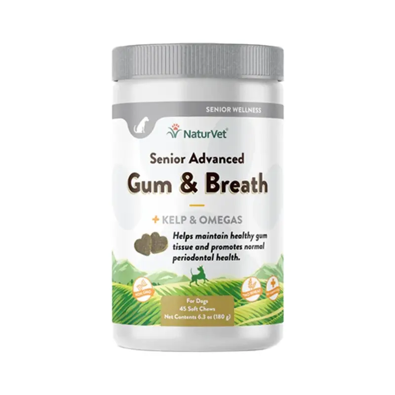 NaturVet Senior Advanced Gum & Breath Dog Soft Chews 45 Count 6.3-oz