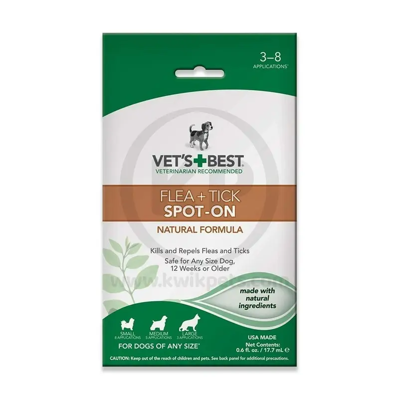 Vet's Best Flea and Tick Spot-On For Dogs 0.6-oz