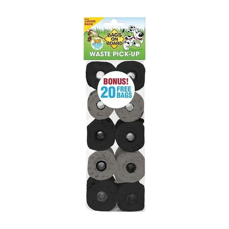 Bags on Board Waste Pick-up Refill Bags Grey & Black 140 Count