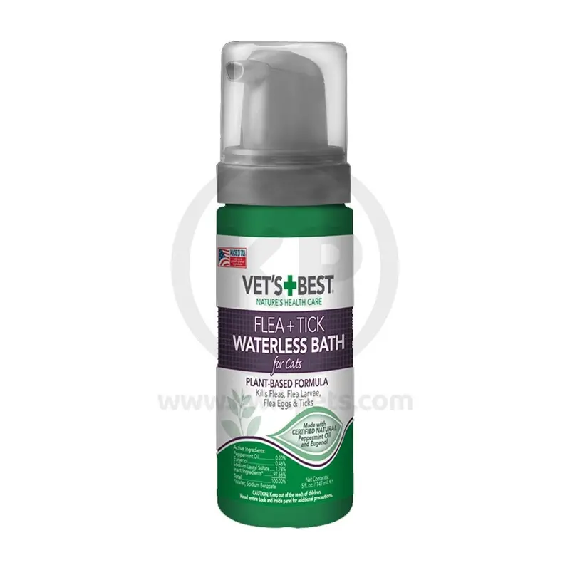 Vet's Best Flea & Tick Waterless Bath Foam for Cats 5-oz