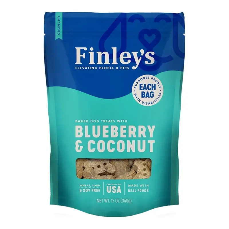Finley's Crunchy Biscuits Dog Treats Blueberry & Coconut 12-oz