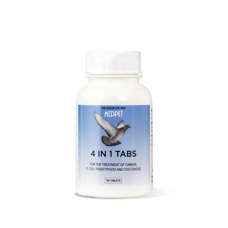 4 in 1 Tablets (Medpet) Pigeon Treatment - Controls, Paratyphoid, Canker, etc.