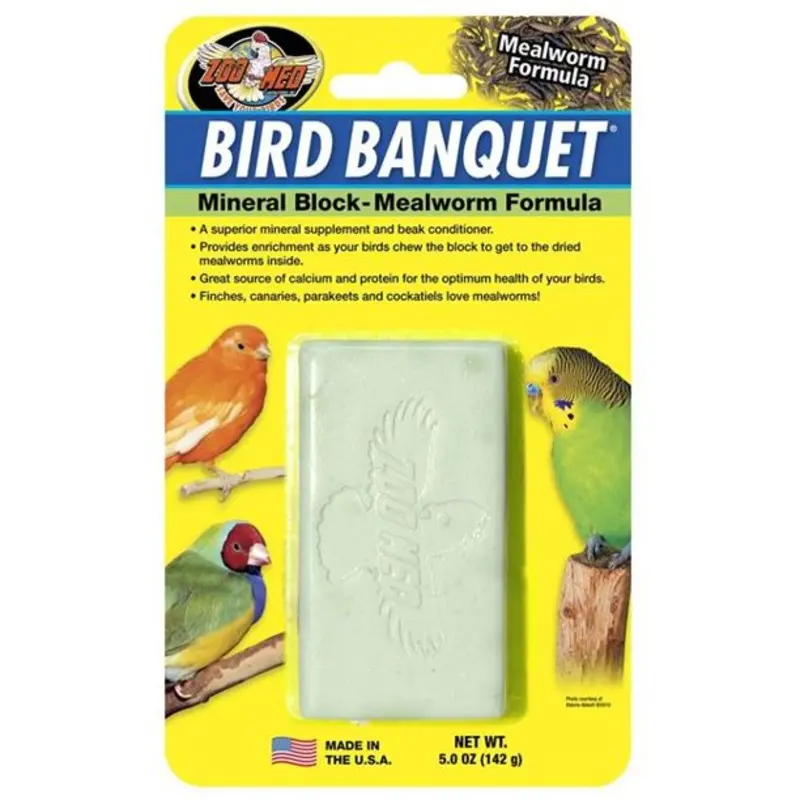 Zoo Med Bird Banquet Mineral Block Mealworm Formula