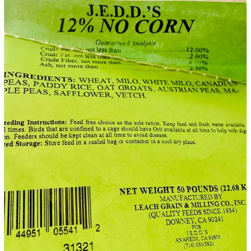 12% Pigeon - No Corn (Leach Grain & Milling)