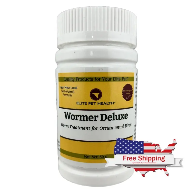 Wormer Deluxe Powder (Elite Pet) Trusted Bird Dewormer for Cage Birds