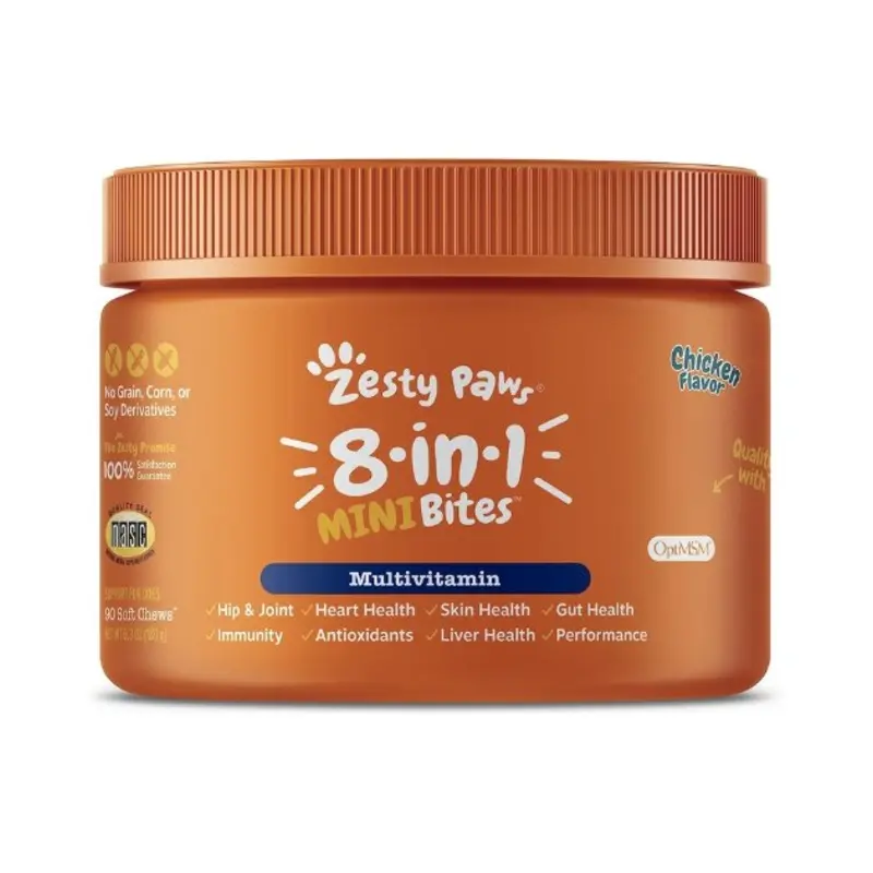 Zesty Paws 8-in-1 Multivitamin Mini Bites Supplements for Small Dogs (Chicken Flavour)
