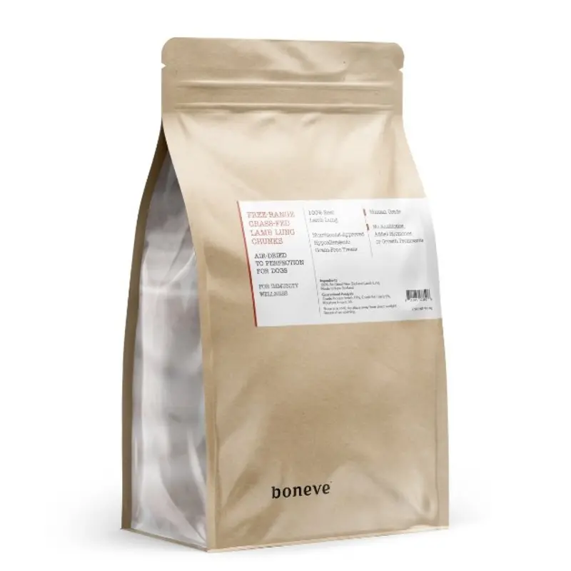 Boneve Earthmade Free-Range Grass-Fed Lamb Lung Chunks Air-Dried Dog Treats