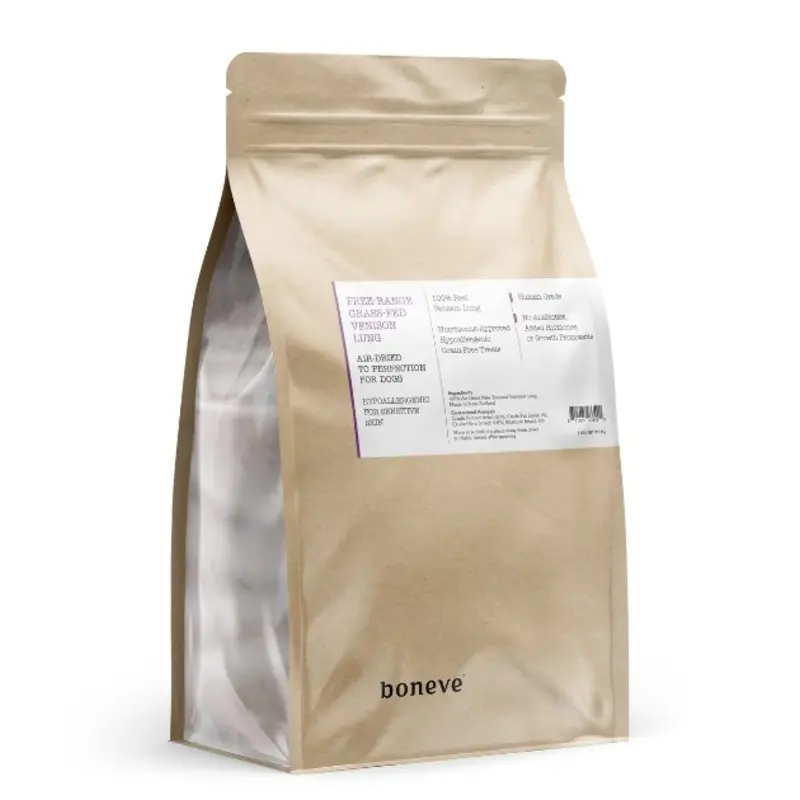 Boneve Earthmade Free-Range Grass-Fed Venison Lung Air-Dried Dog Treats