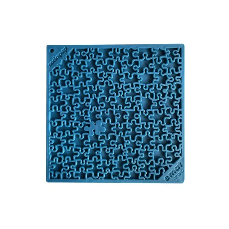 SodaPup Enrichment Lick Mat For Dogs (Square / Blue Jigsaw)