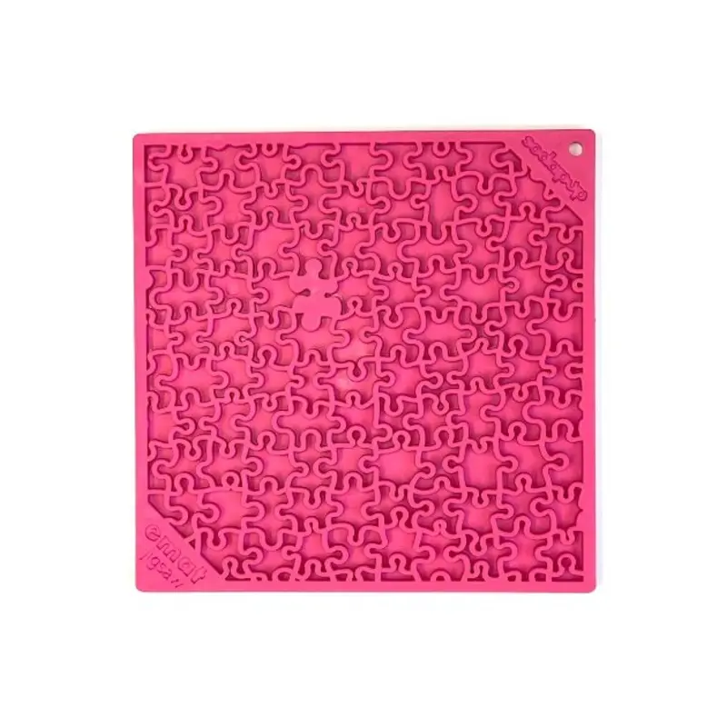 SodaPup Enrichment Lick Mat For Dogs (Square / Pink Jigsaw)
